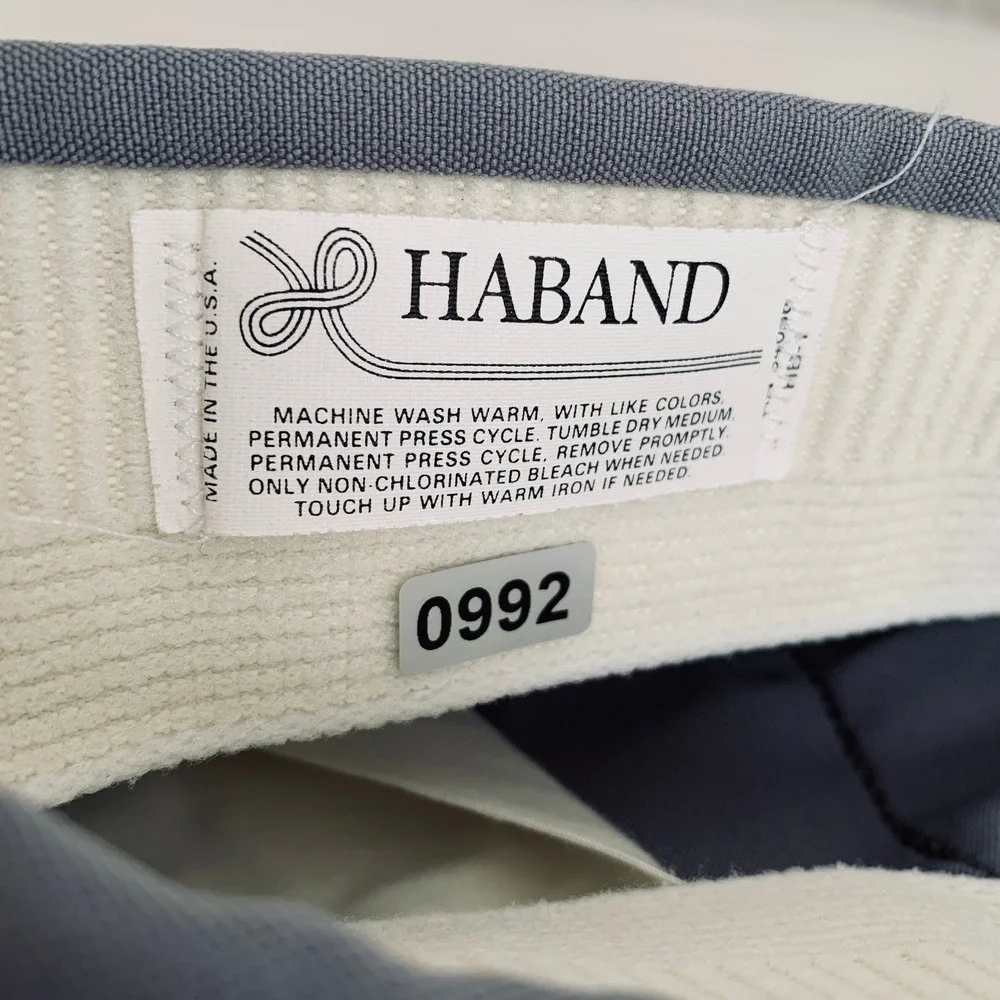 Haband Dress Pants Men 40x28 Blue Gray Flat Front Straight Leg Permanent Crease